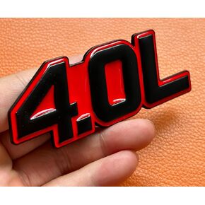 شعار شعار السيارة المعدني 4.0 لتر، شعارات السيارة ثلاثية الأبعاد ملصق شارة استبدال شاحنة السيارة متوافق مع المركبات العالمية والسيارات والشاحنات وسيارات الدفع الرباعي (أحمر/أسود) in Saudi Arabia