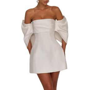 فساتين زفاف قصيرة للعروس بدون حمالات من الساتان فستان زفاف صغير لحفلات الكوكتيل in Kuwait