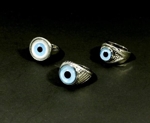 خاتم جريء للرجال أو النساء من شركة Steel Dragon Jewellers مع اختيارك من 21 عين حيوان أو خيال أو عين شريرة (شاهد مقاطع فيديو لكل حلقة) in Kuwait