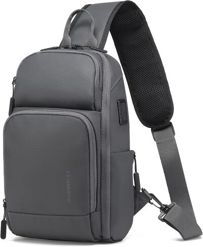 Men's Sling Bag, Convertible Anti Theft Sling Backpack, 11" One Shoulder Crossbody Backpack with USB Charging Port for Working Travel Daily, Dark Grey in Saudi Arabia