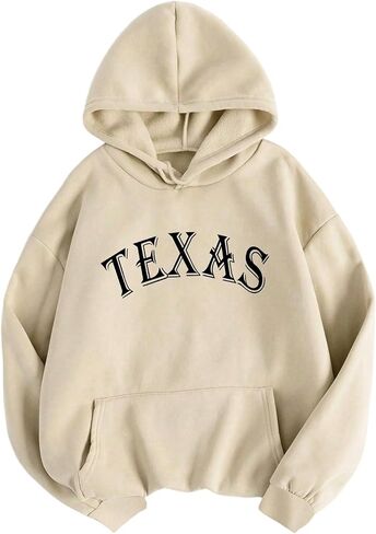Floerns Women's Letter Print Long Sleeve Hoodies Drawstring Casual Sweatshirt with Pocket in Saudi Arabia