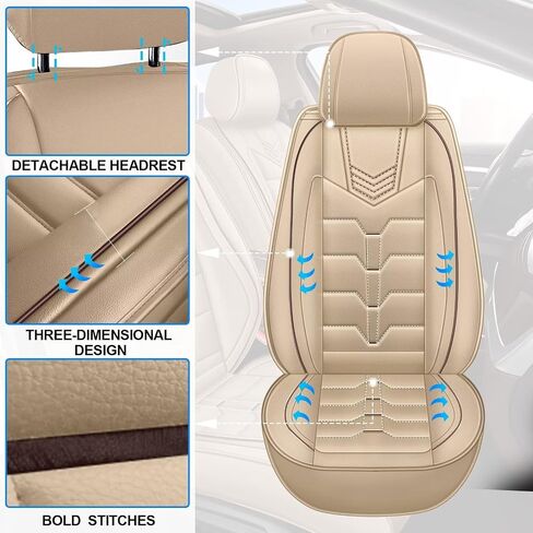 Car Seat Covers Fit for Buick Lacrosse 2008-2019 Full Set Faux Leather Seat Cover 2 Rows 5 Seats Waterproof Seat Cushion Protector (Beige) in Saudi Arabia