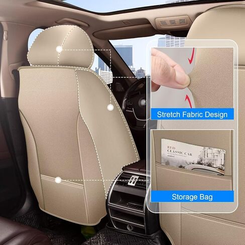 Car Seat Covers Fit for Buick Lacrosse 2008-2019 Full Set Faux Leather Seat Cover 2 Rows 5 Seats Waterproof Seat Cushion Protector (Beige) in Saudi Arabia