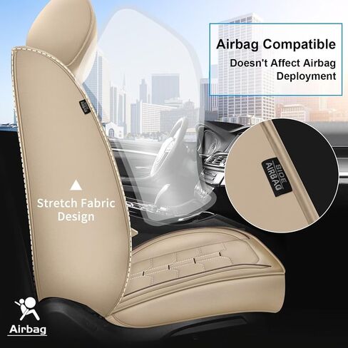 Car Seat Covers Fit for Buick Lacrosse 2008-2019 Full Set Faux Leather Seat Cover 2 Rows 5 Seats Waterproof Seat Cushion Protector (Beige) in Saudi Arabia