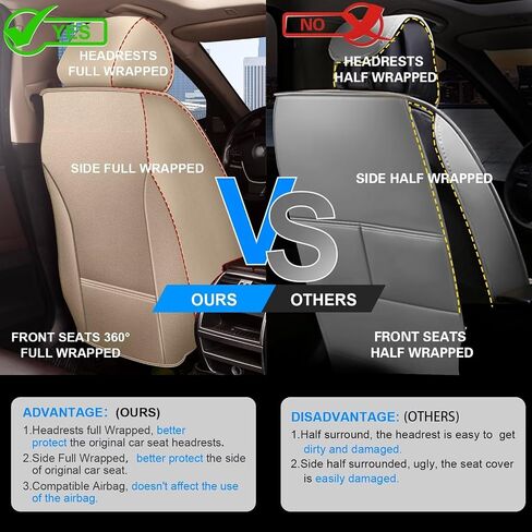 Car Seat Covers Fit for Buick Lacrosse 2008-2019 Full Set Faux Leather Seat Cover 2 Rows 5 Seats Waterproof Seat Cushion Protector (Beige) in Saudi Arabia