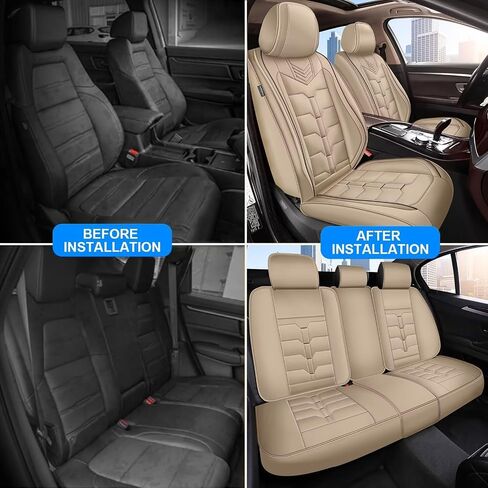 Car Seat Covers Fit for Buick Lacrosse 2008-2019 Full Set Faux Leather Seat Cover 2 Rows 5 Seats Waterproof Seat Cushion Protector (Beige) in Saudi Arabia