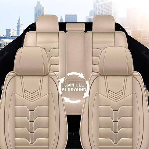 Car Seat Covers Fit for Buick Lacrosse 2008-2019 Full Set Faux Leather Seat Cover 2 Rows 5 Seats Waterproof Seat Cushion Protector (Beige) in Saudi Arabia