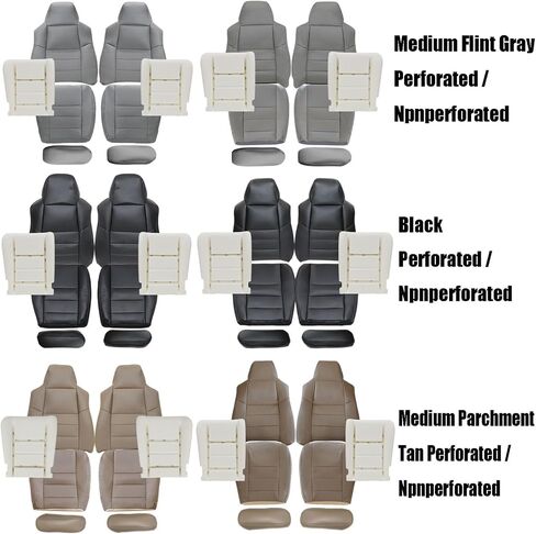 NLQR Custom Front Driver and Passenger Bottom and Top Replacement Leather/Cloth Seat Covers and Bottom Foam Cushions and Seat Armrests Gray/Tan/Black Compatible with Ford F250 F350 F450 F550 2003-2007 in Saudi Arabia
