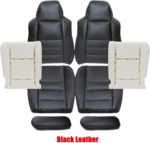 NLQR Custom Front Driver and Passenger Bottom and Top Replacement Leather/Cloth Seat Covers and Bottom Foam Cushions and Seat Armrests Gray/Tan/Black Compatible with Ford F250 F350 F450 F550 2003-2007 in Saudi Arabia
