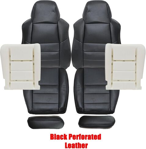 NLQR Custom Front Driver and Passenger Bottom and Top Replacement Leather/Cloth Seat Covers and Bottom Foam Cushions and Seat Armrests Gray/Tan/Black Compatible with Ford F250 F350 F450 F550 2003-2007 in Saudi Arabia