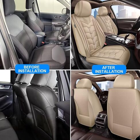أغطية مقاعد السيارة مناسبة لسيارة Hyundai Santa Cruz 2022 2023 2024 2025 من الجلد الصناعي القابل للتنفس مجموعة كاملة من وسادة المقعد مع وسادة هوائية لدعم قطني متوافقة مع الملحقات الداخلية للسيارات (أسود ورمادي) in Kuwait