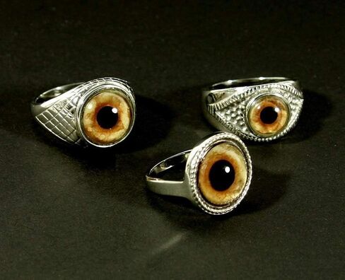 خاتم جريء للرجال أو النساء من شركة Steel Dragon Jewellers مع اختيارك من 21 عين حيوان أو خيال أو عين شريرة (شاهد مقاطع فيديو لكل حلقة) in Kuwait