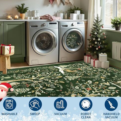 garveehome عيد الميلاد منطقة البساط 5x7، عيد الميلاد الغابات الخضراء السجاد لغرفة الطعام حصيرة الكلمة تحت الطاولة مع عدم الانزلاق دعم طباعة الحيوان لينة عطلة السجاد لغرفة النوم الحضانة ديكور المهرجان in Kuwait
