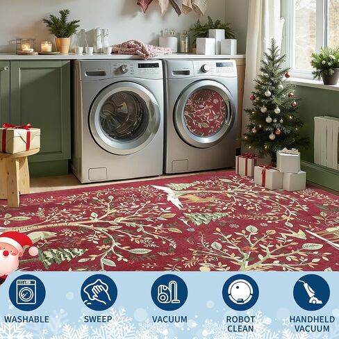 garveehome عيد الميلاد منطقة البساط 5x7، عيد الميلاد الغابات الخضراء السجاد لغرفة الطعام حصيرة الكلمة تحت الطاولة مع عدم الانزلاق دعم طباعة الحيوان لينة عطلة السجاد لغرفة النوم الحضانة ديكور المهرجان in Kuwait