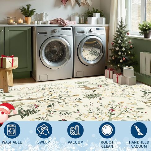 garveehome عيد الميلاد منطقة البساط 5x7، عيد الميلاد الغابات الخضراء السجاد لغرفة الطعام حصيرة الكلمة تحت الطاولة مع عدم الانزلاق دعم طباعة الحيوان لينة عطلة السجاد لغرفة النوم الحضانة ديكور المهرجان in Saudi Arabia