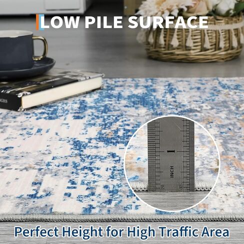 GarveeHome 10x13 Modern Abstract Faux Wool Rug for Living Room Low Pile Ultra Soft Stain Resistant Non Slip Non Shedding Throw Rug for Bedroom Home Decor, Grey in Saudi Arabia