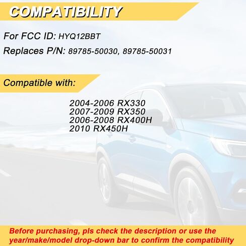 مفتاح Fob بديل لجهاز التحكم عن بعد للدخول بدون مفتاح للسيارة 2004-2006 RX330/ 07-09 RX350/ 06-08 RX400H/ 10 RX450H، HYQ12BBT، 3 أزرار in Kuwait