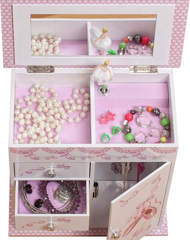 Mele & Co. Since 1912 Cora Original Twirling Blonde Hair Ballerina Pink Ballet Dancer Slippers White Painted Musical First Jewelry Box for Girls in Kuwait