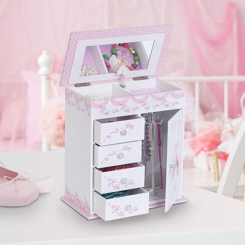 Mele & Co. Since 1912 Cora Original Twirling Blonde Hair Ballerina Pink Ballet Dancer Slippers White Painted Musical First Jewelry Box for Girls in Kuwait