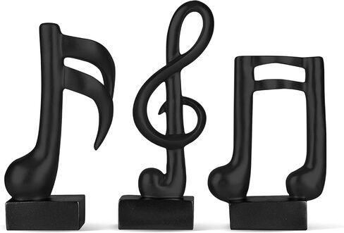 3 Pcs Music Note Sculptures,Handmade Modern Musical Decoration Table Centerpiece Statue for Piano Bookshelf Bathroom Music Room Coffee Table (Gold) in Saudi Arabia
