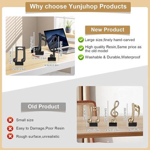 3 Pcs Music Note Sculptures,Handmade Modern Musical Decoration Table Centerpiece Statue for Piano Bookshelf Bathroom Music Room Coffee Table (Gold) in Saudi Arabia