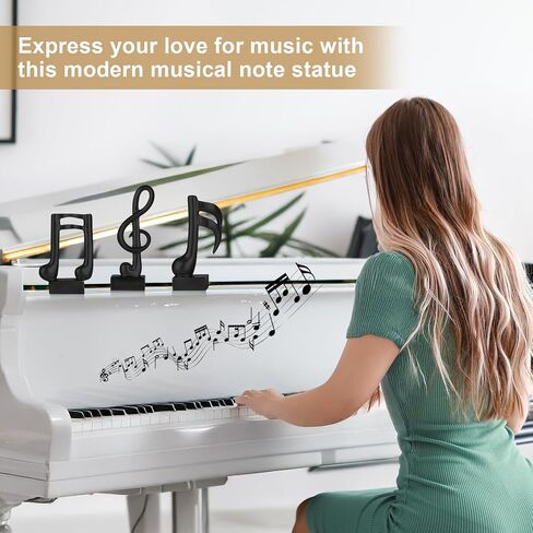 3 Pcs Music Note Sculptures,Handmade Modern Musical Decoration Table Centerpiece Statue for Piano Bookshelf Bathroom Music Room Coffee Table (Gold) in Saudi Arabia