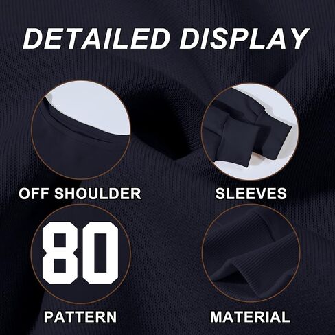 Graphic Sweatshirts for Teen Girl Oversized Off The Shoulder Sweatshirt Y2k Jersey Top Number 80 Streetwear Pullover in Saudi Arabia