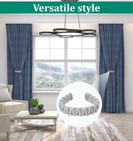 Farmhouse Curtain Tiebacks Boho, 2Pcs Grey Boho Curtain Ties Backs Lightweight & Handmade, Rustic Style Decorative Accessories for Home Office Bedroom Indoor & Outdoor, Grey in Kuwait