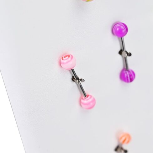MOOCA Temper Glass Top Jewelry Display Case with Tempered Glass Lid and 54 Clip Body Jewelry Showcase Display Pad for Belly Button Rings, Tongue Rings, and Industrial Barbell Organizer, Brown Color in Kuwait