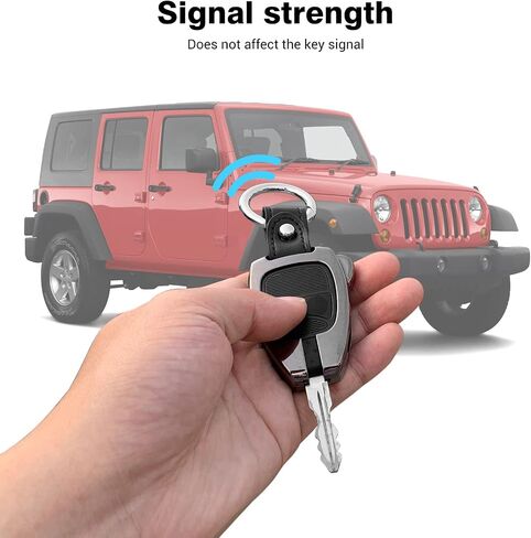 حافظة غطاء مفتاح JeCar من سبائك الألومنيوم ملحقات حماية لمفتاح السيارة متوافقة مع Jeep Wrangler JK JKU 2007-2018/Compass 2008-2016/Patriot 2011-2016، رمادي معدني in Kuwait