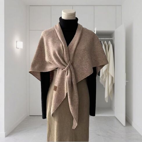 شالات الباشمينا يلتف النساء سترة مثلثة وشاح دافئ الصوف مزيج الباشمينا كيب الطقس البارد الرقبة أدفأ شتاء خريف إكسسوار 2025 in Kuwait