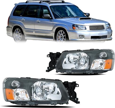 Silscvtt 1 Pair of Driver and Passenger Side Replacement for Subaru Forester 2003-2004 Black Housing Reflector Halogen Black Headlights Assembly in Saudi Arabia