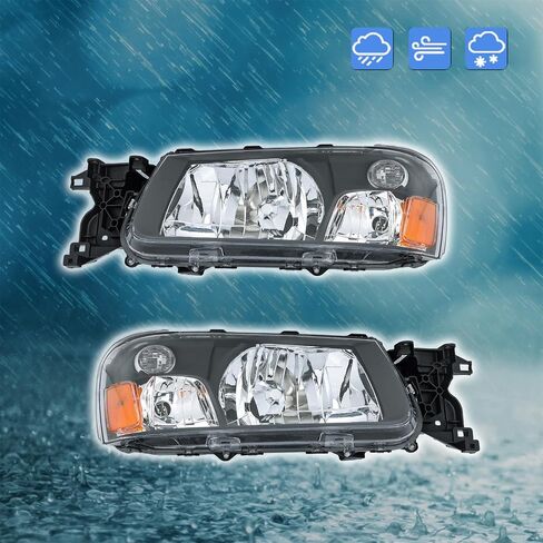 Silscvtt 1 Pair of Driver and Passenger Side Replacement for Subaru Forester 2003-2004 Black Housing Reflector Halogen Black Headlights Assembly in Saudi Arabia