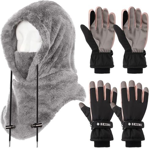 Winter Fleece Balaclava Ski Mask with Gloves Thermal Windproof Beanie Hat Balaclava Fleece Face Mask Touchscreen in Kuwait