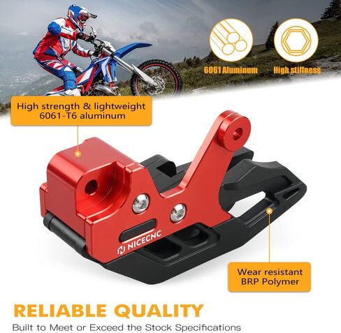 NICECNC Red Motorcycle Chain Guide Compatible with Beta 125RR 200RR 250/300 RR & XTrainer 350/390/400 RR 430/450/480 RR CNC Machined 450/525 RM 450/525 RS 525RS 2010-2025 See Fitment in Saudi Arabia