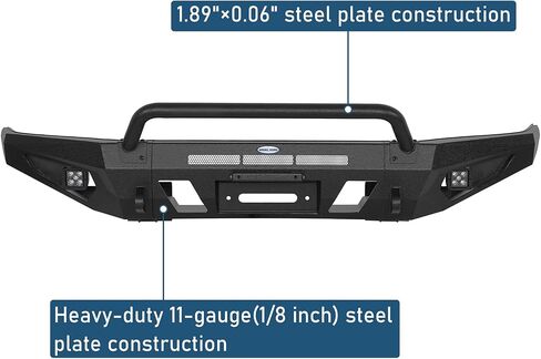 Hooke Road Tacoma Front Bumper Guard Bull Bar لـ 2016-2023 Toyota Tacoma 3rd Gen، مصد فولاذي لزحف الصخور مع لوحة ونش، وحوامل على شكل حرف D و2 مصابيح سبوت LED in Saudi Arabia