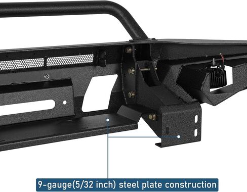 Hooke Road Tacoma Front Bumper Guard Bull Bar لـ 2016-2023 Toyota Tacoma 3rd Gen، مصد فولاذي لزحف الصخور مع لوحة ونش، وحوامل على شكل حرف D و2 مصابيح سبوت LED in Saudi Arabia