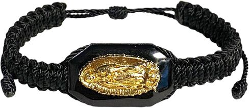 Our Lady of Guadalupe Black Adjustable Reversible Gold Plated Bracelet Men Women Pulsera Virgen Guadalupe Religious Gift in Saudi Arabia