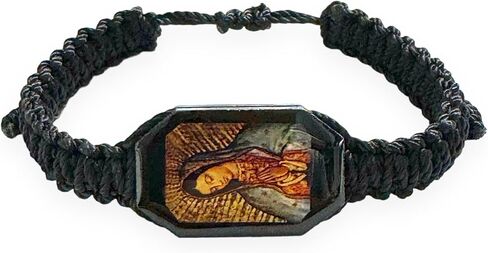 Our Lady of Guadalupe Black Adjustable Reversible Gold Plated Bracelet Men Women Pulsera Virgen Guadalupe Religious Gift in Saudi Arabia