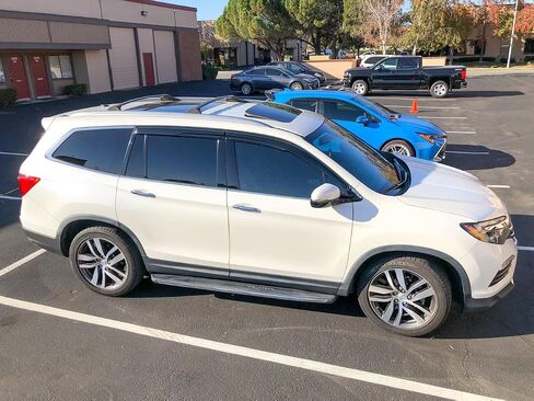 Replacement for 2016-2022 Honda Pilot | EOS Visors JDM Mugen Tape-On Style Smoke Tinted Side Vents Window Deflectors Rain Guard DWV-V78 in Saudi Arabia