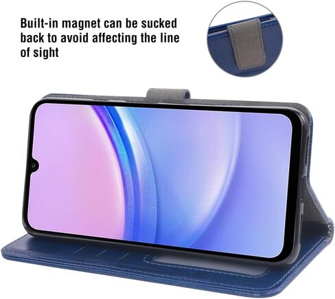 Asuwish Compatible with Samsung Galaxy A15 5G Wallet Case Tempered Glass Screen Protector and Leather Flip Cover Card Holder Stand Cell Accessories Phone Cases for A 15 4G 15A Women Men Black in Saudi Arabia