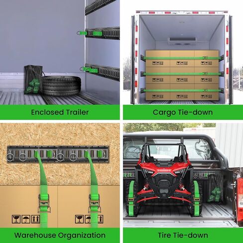 E Track Tie-Down Rail Kit, Trailer Tie Downs, 31 Pcs Set Etrack kit, 4 Rails, 4 Rope Tie Offs, 4 O Ring Anchors, 2 10ft Straps, Securing Accessories for Garages, Vans, Trailers, Cargo, and Motorcycle in Saudi Arabia