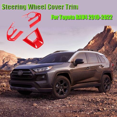BOYOUS 3PCS ABS Molding Trim Sticker Cover Auto Accessories Interior Decoration for Toyota RAV4 2019 2020 2021 2022 2023 2024 2025, Not Fit Rav4 Prime (Bright Red) in Kuwait