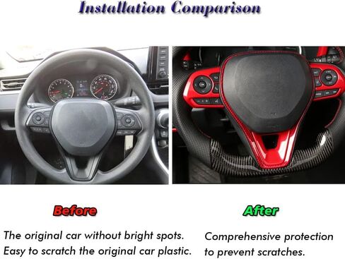 BOYOUS 3PCS ABS Molding Trim Sticker Cover Auto Accessories Interior Decoration for Toyota RAV4 2019 2020 2021 2022 2023 2024 2025, Not Fit Rav4 Prime (Bright Red) in Kuwait