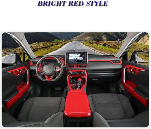 BOYOUS 3PCS ABS Molding Trim Sticker Cover Auto Accessories Interior Decoration for Toyota RAV4 2019 2020 2021 2022 2023 2024 2025, Not Fit Rav4 Prime (Bright Red) in Kuwait