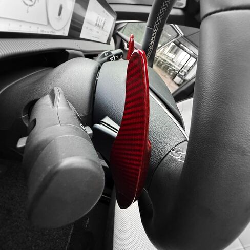 ملحقات مجداف ناقل الحركة من ألياف الكربون الحقيقية من YOUTOOCAR متوافقة مع ملحقات عجلة القيادة Kia EV6 Kia NIRO EV (أحمر) in Saudi Arabia