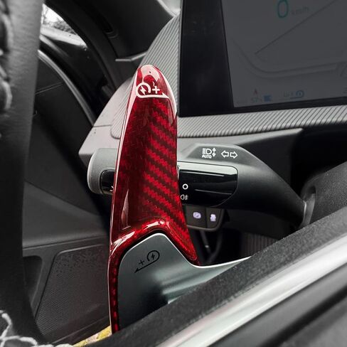ملحقات مجداف ناقل الحركة من ألياف الكربون الحقيقية من YOUTOOCAR متوافقة مع ملحقات عجلة القيادة Kia EV6 Kia NIRO EV (أحمر) in Saudi Arabia