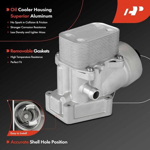 A-Premium Engine Oil Cooler and Oil Filter Housing, Compatible with Volkswagen Passat 2012 2013 2014, L4 2.0L, Turbocharged - Replace 03L115389B, 03L117021B in Saudi Arabia