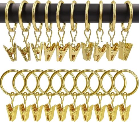 20 Pack Curtain Clip Rings - 1.26 Inch Inner Diameter for Curtain Rod, Drapery Hooks, Pinch Pleat & Grommet Panels, Black in Saudi Arabia