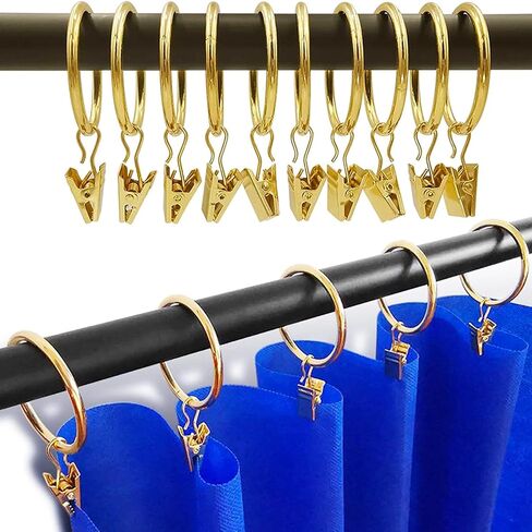 20 Pack Curtain Clip Rings - 1.26 Inch Inner Diameter for Curtain Rod, Drapery Hooks, Pinch Pleat & Grommet Panels, Black in Saudi Arabia